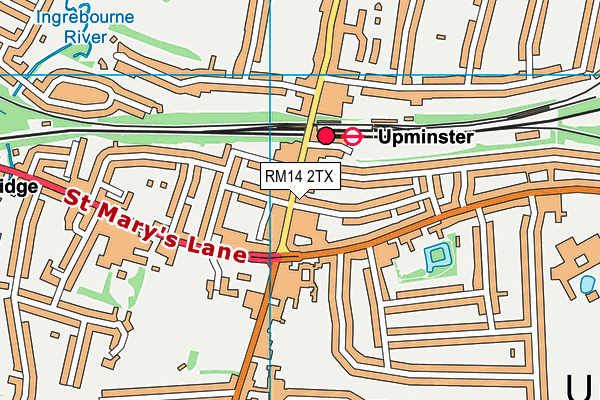 RM14 2TX map - OS VectorMap District (Ordnance Survey) RM14 2TX map - OS VectorMap District (Ordnance Survey)
