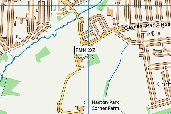 RM14 2XZ map - OS VectorMap District (Ordnance Survey) RM14 2XZ map - OS VectorMap District (Ordnance Survey)