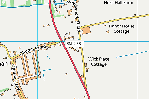 RM14 3BJ map - OS VectorMap District (Ordnance Survey) RM14 3BJ map - OS VectorMap District (Ordnance Survey)
