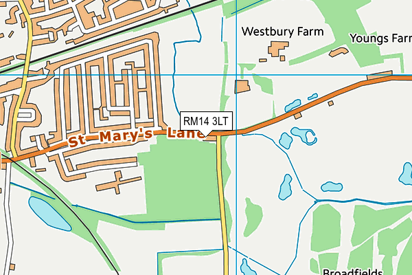 RM14 3LT map - OS VectorMap District (Ordnance Survey) RM14 3LT map - OS VectorMap District (Ordnance Survey)
