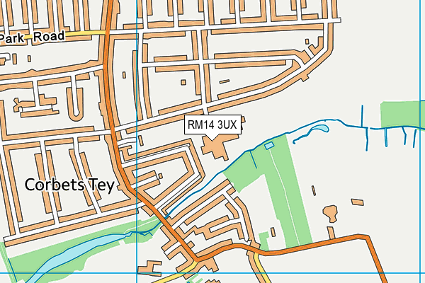 RM14 3UX map - OS VectorMap District (Ordnance Survey) RM14 3UX map - OS VectorMap District (Ordnance Survey)