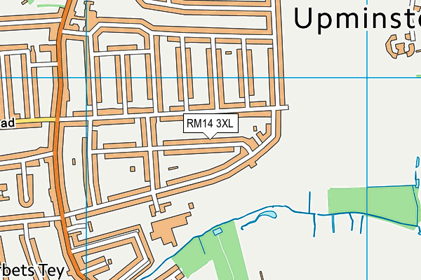 RM14 3XL map - OS VectorMap District (Ordnance Survey) RM14 3XL map - OS VectorMap District (Ordnance Survey)