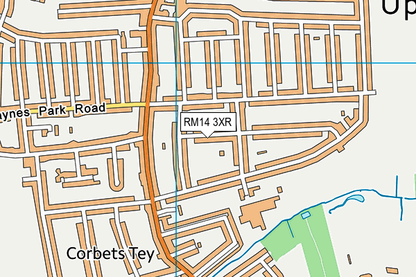 RM14 3XR map - OS VectorMap District (Ordnance Survey)