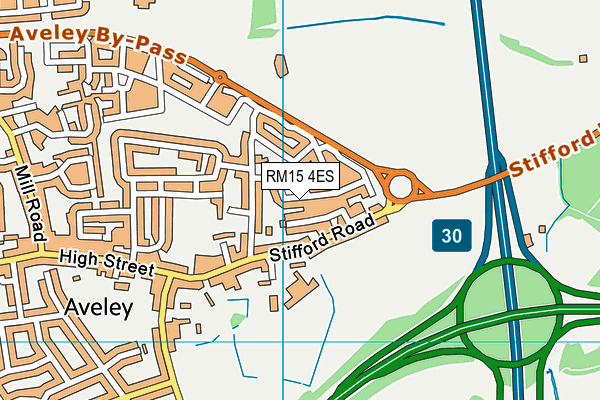 RM15 4ES map - OS VectorMap District (Ordnance Survey) RM15 4ES map - OS VectorMap District (Ordnance Survey)