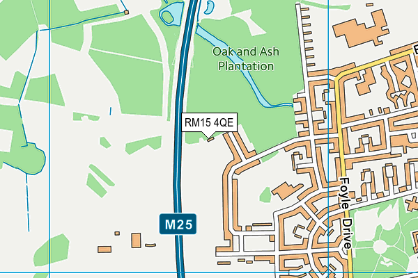 RM15 4QE map - OS VectorMap District (Ordnance Survey) RM15 4QE map - OS VectorMap District (Ordnance Survey)