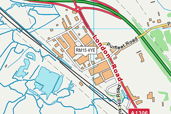 RM15 4YE map - OS VectorMap District (Ordnance Survey)