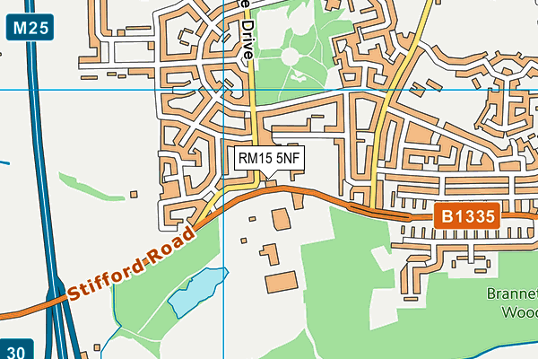 RM15 5NF map - OS VectorMap District (Ordnance Survey) RM15 5NF map - OS VectorMap District (Ordnance Survey)