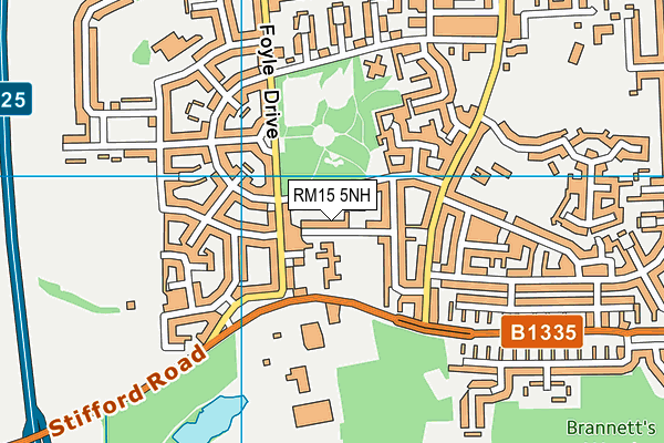 RM15 5NH map - OS VectorMap District (Ordnance Survey) RM15 5NH map - OS VectorMap District (Ordnance Survey)