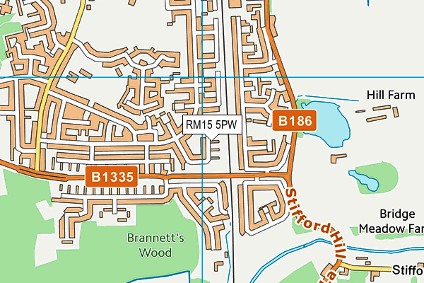 RM15 5PW map - OS VectorMap District (Ordnance Survey) RM15 5PW map - OS VectorMap District (Ordnance Survey)