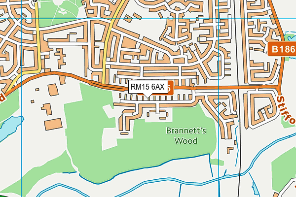 RM15 6AX map - OS VectorMap District (Ordnance Survey) RM15 6AX map - OS VectorMap District (Ordnance Survey)