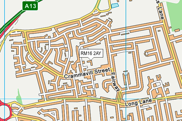 RM16 2AY map - OS VectorMap District (Ordnance Survey) RM16 2AY map - OS VectorMap District (Ordnance Survey)