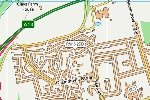 RM16 2DD map - OS VectorMap District (Ordnance Survey) RM16 2DD map - OS VectorMap District (Ordnance Survey)