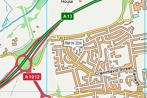 RM16 2DX map - OS VectorMap District (Ordnance Survey) RM16 2DX map - OS VectorMap District (Ordnance Survey)