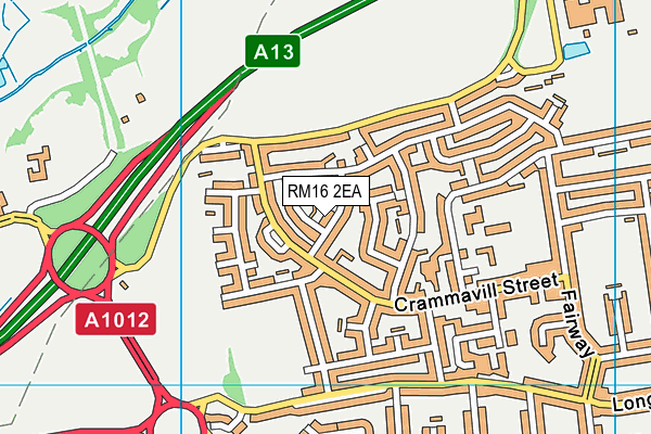 RM16 2EA map - OS VectorMap District (Ordnance Survey) RM16 2EA map - OS VectorMap District (Ordnance Survey)