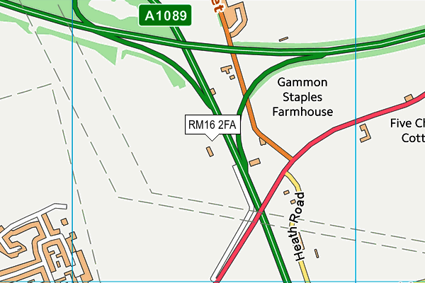 RM16 2FA map - OS VectorMap District (Ordnance Survey) RM16 2FA map - OS VectorMap District (Ordnance Survey)