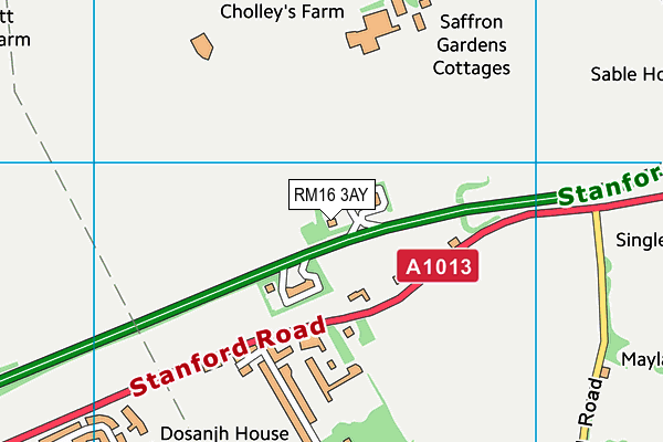 RM16 3AY map - OS VectorMap District (Ordnance Survey) RM16 3AY map - OS VectorMap District (Ordnance Survey)
