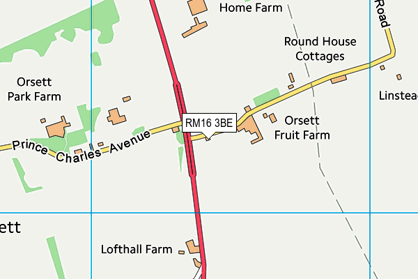 RM16 3BE map - OS VectorMap District (Ordnance Survey) RM16 3BE map - OS VectorMap District (Ordnance Survey)