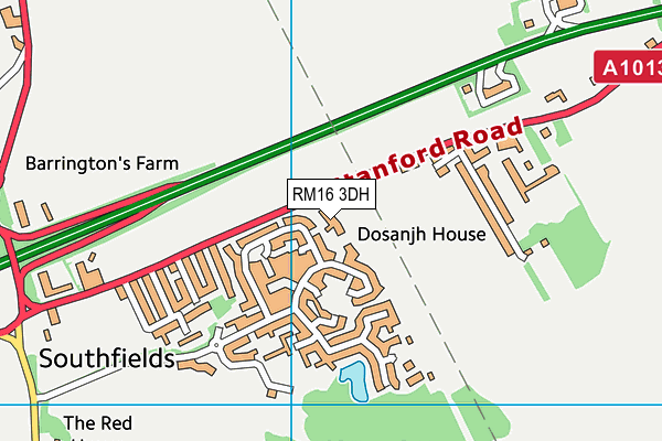RM16 3DH map - OS VectorMap District (Ordnance Survey) RM16 3DH map - OS VectorMap District (Ordnance Survey)