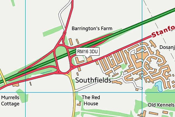 RM16 3DU map - OS VectorMap District (Ordnance Survey) RM16 3DU map - OS VectorMap District (Ordnance Survey)