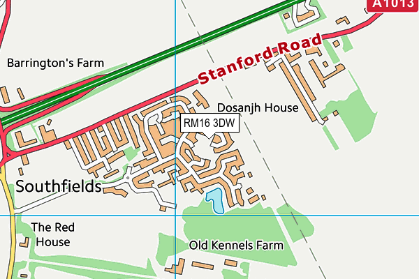 RM16 3DW map - OS VectorMap District (Ordnance Survey) RM16 3DW map - OS VectorMap District (Ordnance Survey)