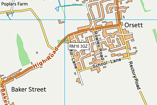 RM16 3GZ map - OS VectorMap District (Ordnance Survey) RM16 3GZ map - OS VectorMap District (Ordnance Survey)