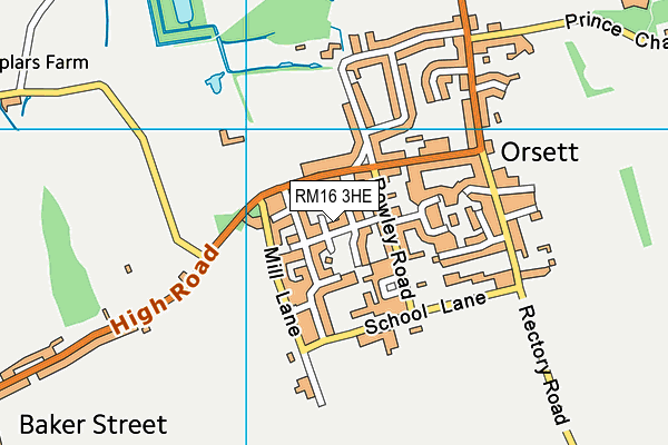 RM16 3HE map - OS VectorMap District (Ordnance Survey) RM16 3HE map - OS VectorMap District (Ordnance Survey)
