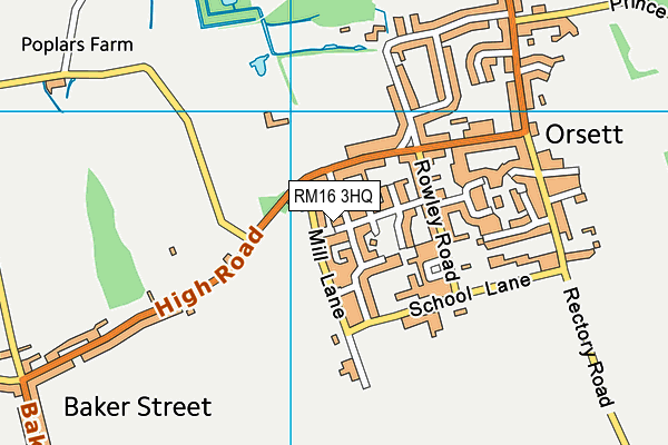 RM16 3HQ map - OS VectorMap District (Ordnance Survey) RM16 3HQ map - OS VectorMap District (Ordnance Survey)