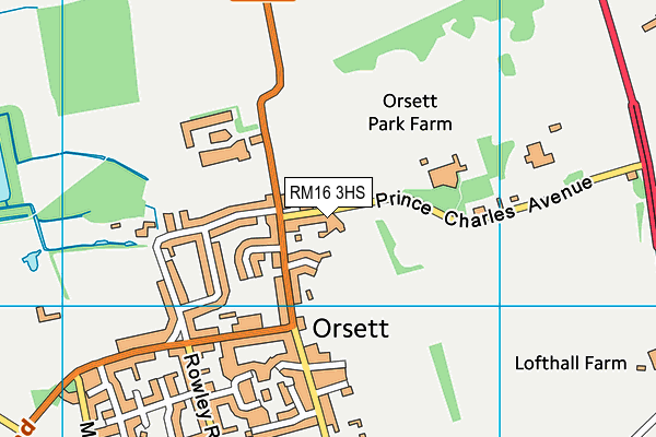 RM16 3HS map - OS VectorMap District (Ordnance Survey) RM16 3HS map - OS VectorMap District (Ordnance Survey)