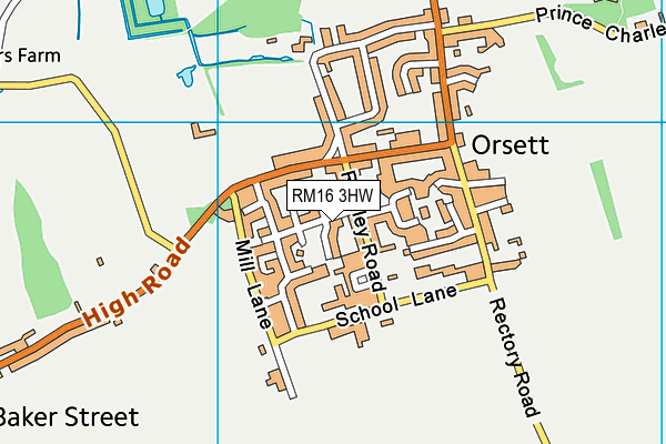 RM16 3HW map - OS VectorMap District (Ordnance Survey) RM16 3HW map - OS VectorMap District (Ordnance Survey)