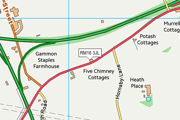 RM16 3JL map - OS VectorMap District (Ordnance Survey) RM16 3JL map - OS VectorMap District (Ordnance Survey)