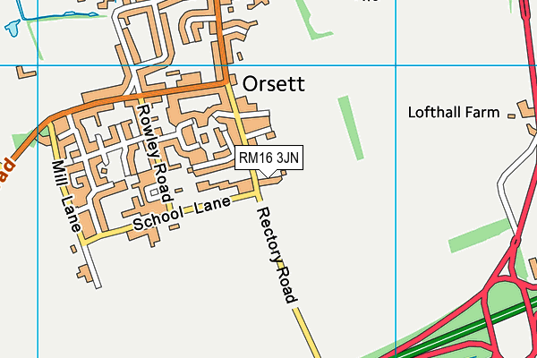 RM16 3JN map - OS VectorMap District (Ordnance Survey) RM16 3JN map - OS VectorMap District (Ordnance Survey)