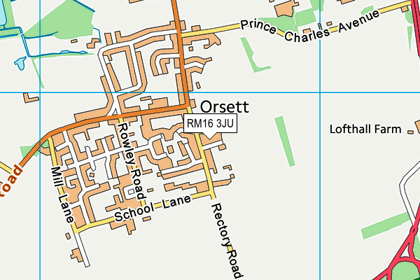 RM16 3JU map - OS VectorMap District (Ordnance Survey) RM16 3JU map - OS VectorMap District (Ordnance Survey)