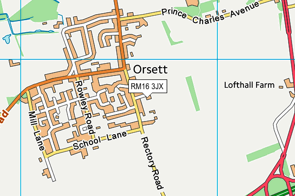 RM16 3JX map - OS VectorMap District (Ordnance Survey) RM16 3JX map - OS VectorMap District (Ordnance Survey)