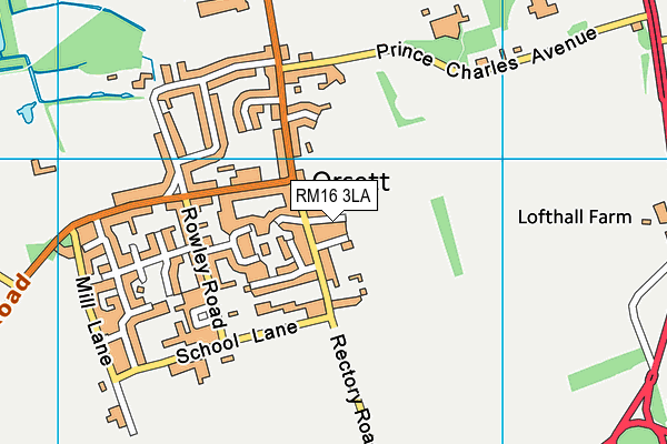 RM16 3LA map - OS VectorMap District (Ordnance Survey) RM16 3LA map - OS VectorMap District (Ordnance Survey)