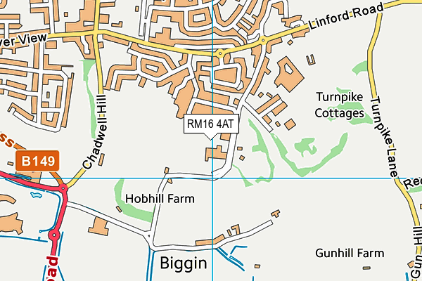 RM16 4AT map - OS VectorMap District (Ordnance Survey) RM16 4AT map - OS VectorMap District (Ordnance Survey)