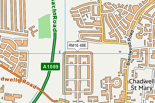 RM16 4BE map - OS VectorMap District (Ordnance Survey) RM16 4BE map - OS VectorMap District (Ordnance Survey)