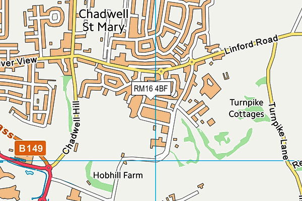 RM16 4BF map - OS VectorMap District (Ordnance Survey) RM16 4BF map - OS VectorMap District (Ordnance Survey)