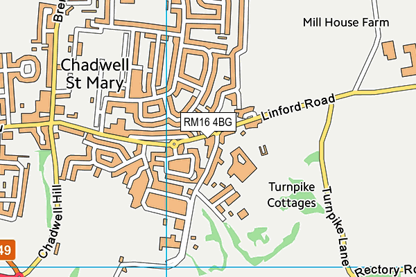 RM16 4BG map - OS VectorMap District (Ordnance Survey) RM16 4BG map - OS VectorMap District (Ordnance Survey)
