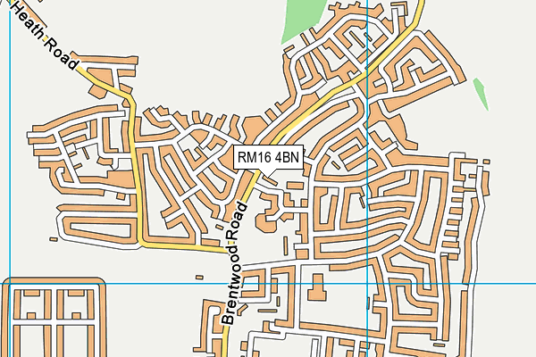 RM16 4BN map - OS VectorMap District (Ordnance Survey) RM16 4BN map - OS VectorMap District (Ordnance Survey)
