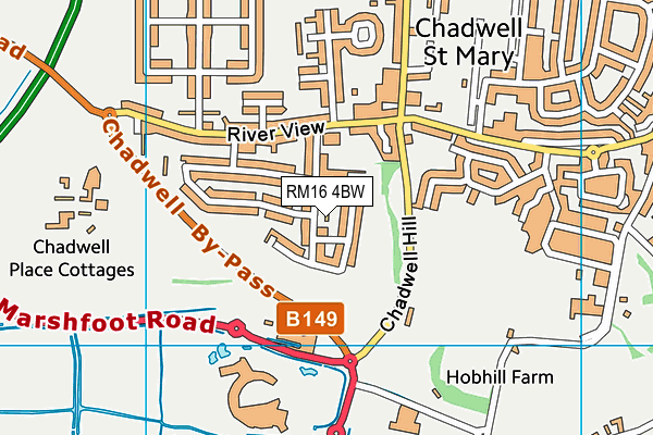 RM16 4BW map - OS VectorMap District (Ordnance Survey) RM16 4BW map - OS VectorMap District (Ordnance Survey)