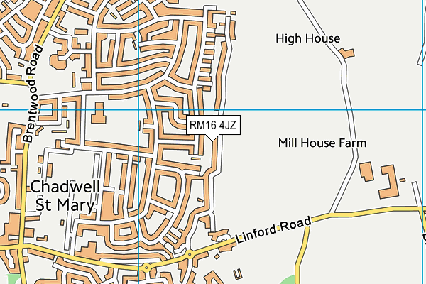 RM16 4JZ map - OS VectorMap District (Ordnance Survey) RM16 4JZ map - OS VectorMap District (Ordnance Survey)