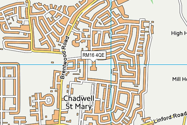 RM16 4QE map - OS VectorMap District (Ordnance Survey) RM16 4QE map - OS VectorMap District (Ordnance Survey)