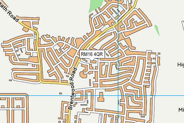 RM16 4QR map - OS VectorMap District (Ordnance Survey) RM16 4QR map - OS VectorMap District (Ordnance Survey)