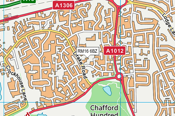 RM16 6BZ map - OS VectorMap District (Ordnance Survey)