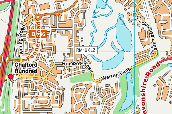 RM16 6LZ map - OS VectorMap District (Ordnance Survey) RM16 6LZ map - OS VectorMap District (Ordnance Survey)