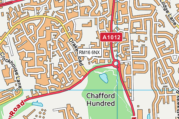 RM16 6NX map - OS VectorMap District (Ordnance Survey)