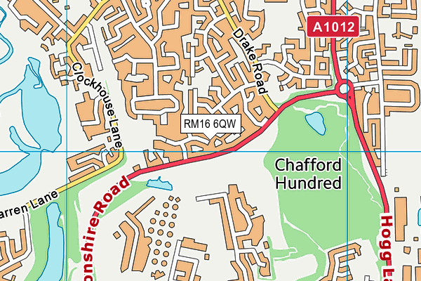 RM16 6QW map - OS VectorMap District (Ordnance Survey)
