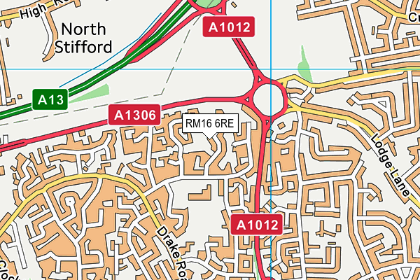 RM16 6RE map - OS VectorMap District (Ordnance Survey)