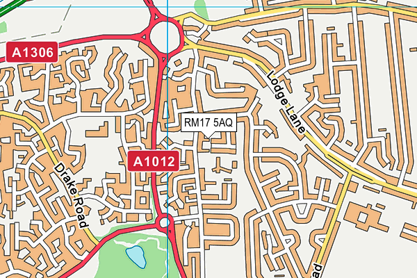 RM17 5AQ map - OS VectorMap District (Ordnance Survey) RM17 5AQ map - OS VectorMap District (Ordnance Survey)