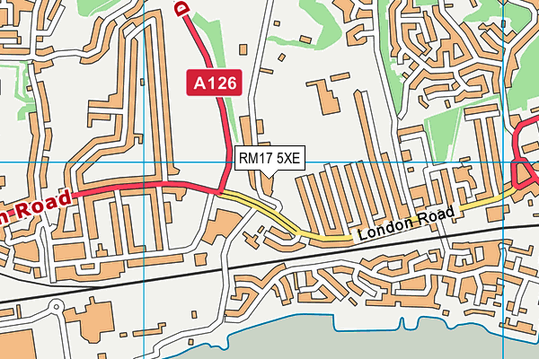 RM17 5XE map - OS VectorMap District (Ordnance Survey)
